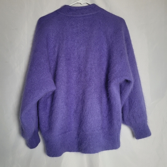 Vintage Venesha Angora Purple Button Up Cardigan Sweater Lined Women's Size M - Picture 5 of 10